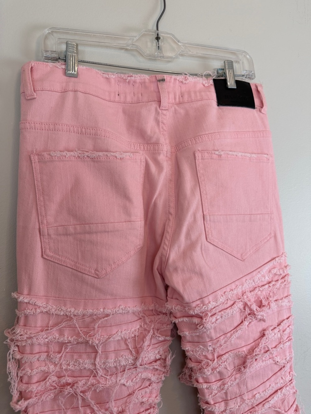 MAJESTIK NIRVANA FRAYED SUPER STACKED PINK RED Men’s 32 - Picture 10 of 16